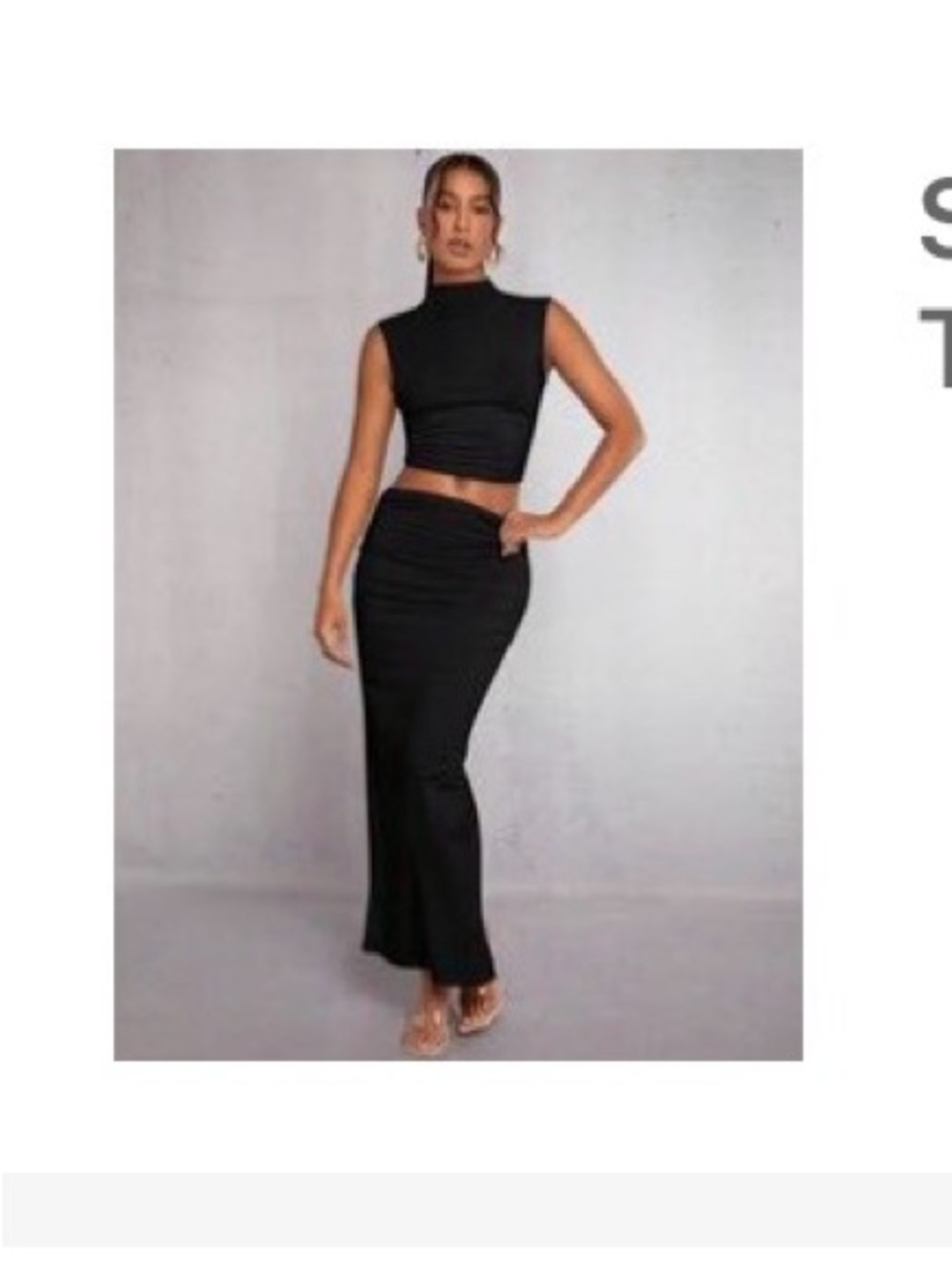 SHEIN Black Two-Piece Crop Top & Maxi Skirt Set